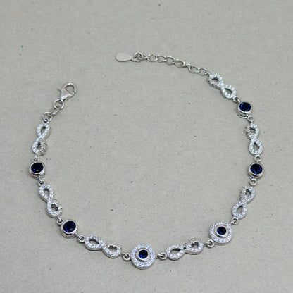 925 Sterling Silver Infinity & Blue CZ Bracelet