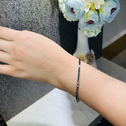 925 Silver Black CZ Tennis Bracelet