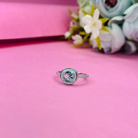 925 Sterling Silver Round Crystal Halo Ring