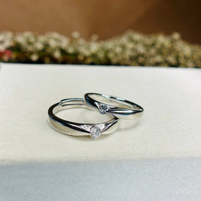 Classic Couple Rings in Pure 925 Silver with CZ Accent