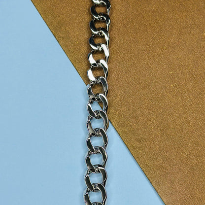 Cuban Link Bracelet in Pure 925 Silver with Paved Lock Clasp