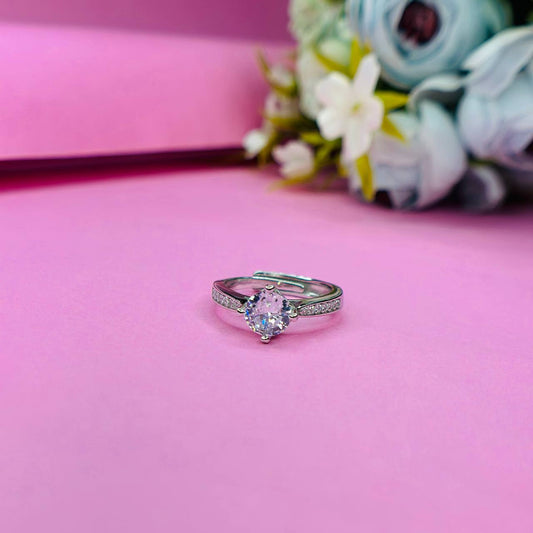 925 Sterling Silver Blue & White Stone Band Ring