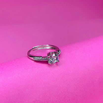 925 Sterling Silver Solitaire Crystal Ring