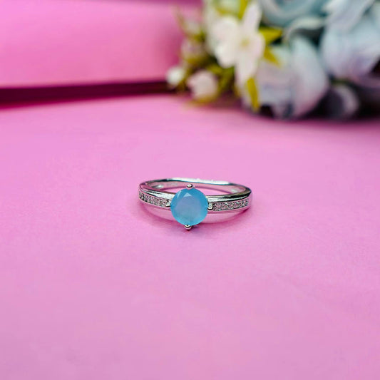 925 Sterling Silver Blue Stone Solitaire Ring