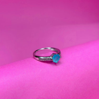 925 Sterling Silver Blue Stone Solitaire Ring