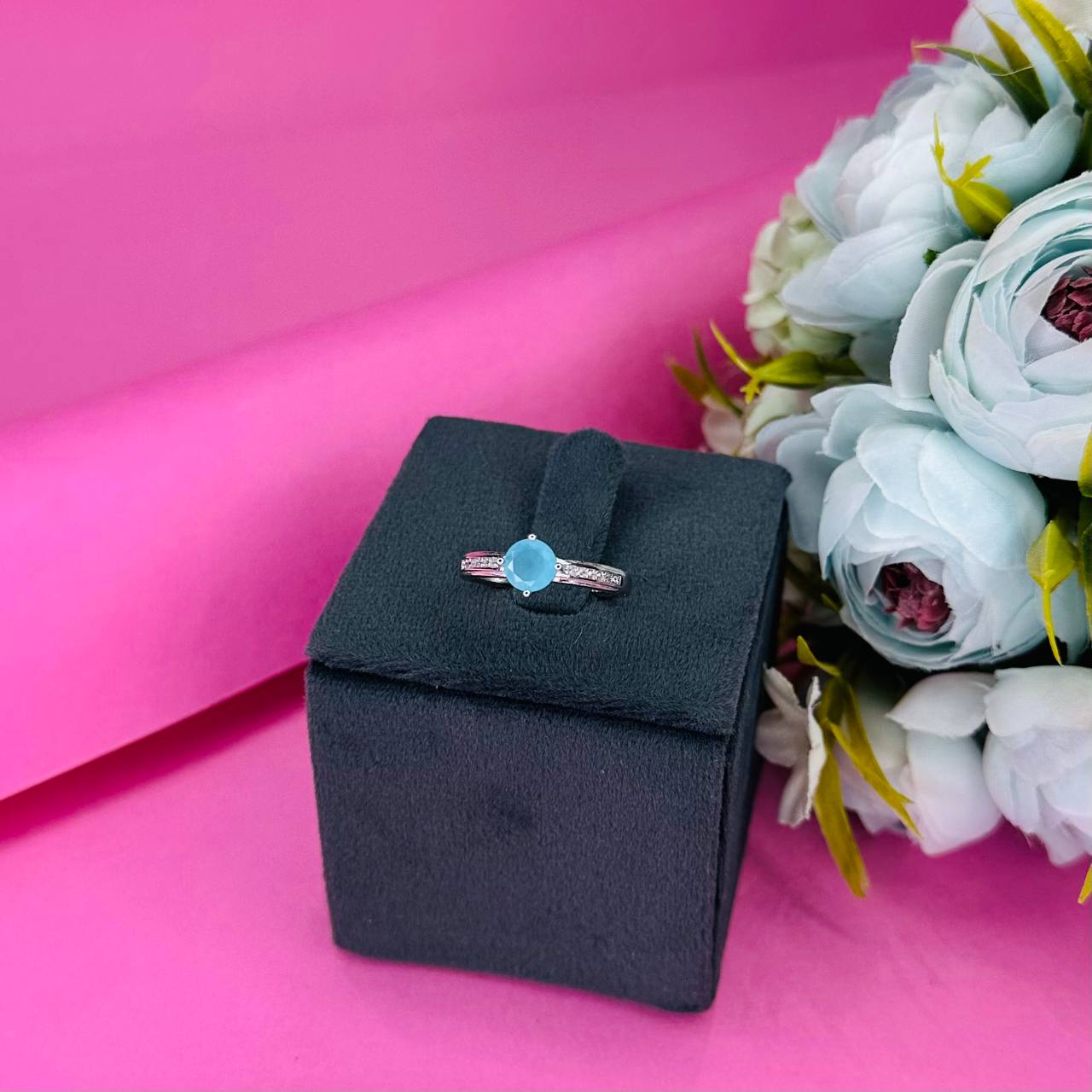 925 Sterling Silver Blue Stone Solitaire Ring