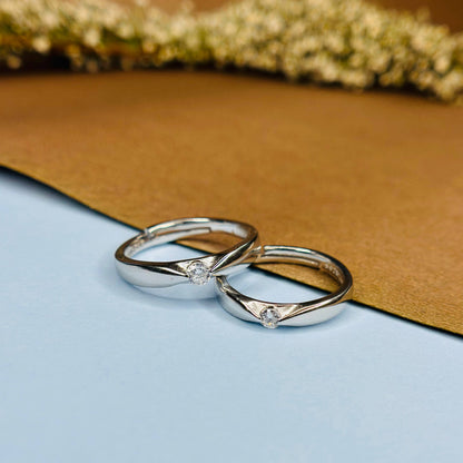 Classic Couple Rings in Pure 925 Silver with CZ Accent