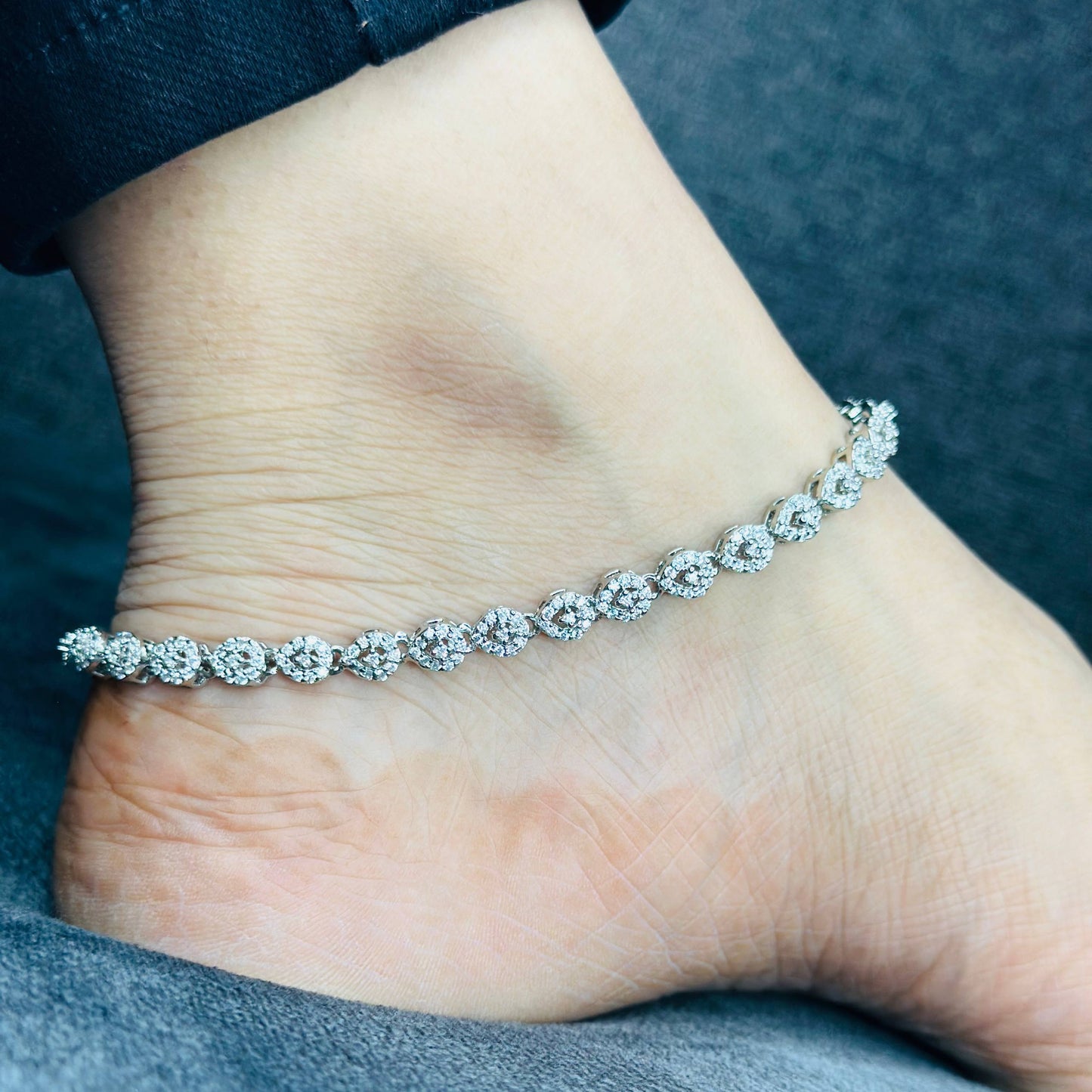 925 Silver Zircon Tennis Style Anklet