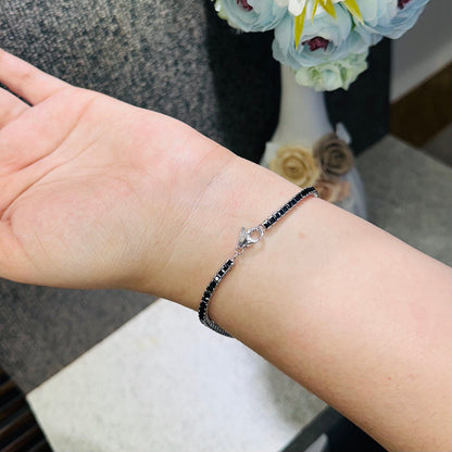 925 Silver Black CZ Tennis Bracelet
