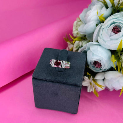 925 Sterling Silver Red Stone Men’s Statement Ring