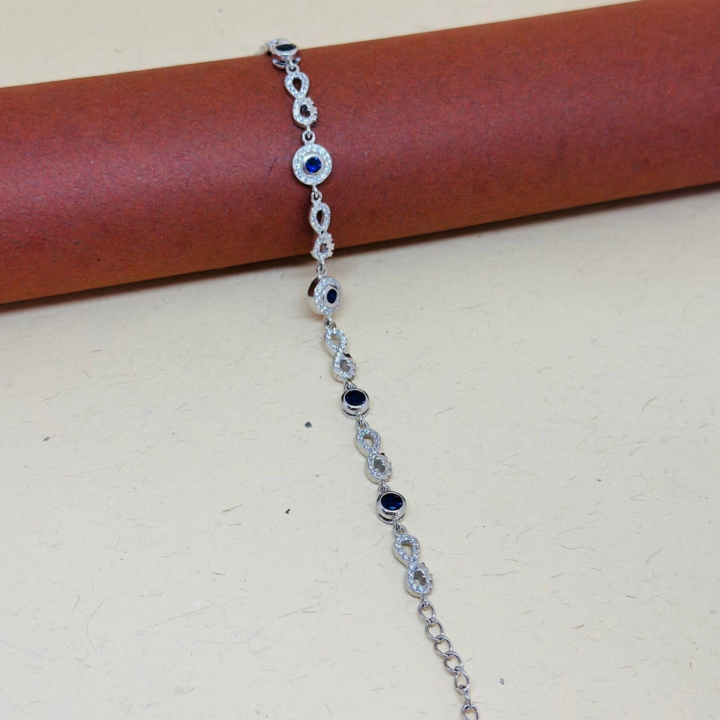 925 Sterling Silver Infinity & Blue CZ Bracelet