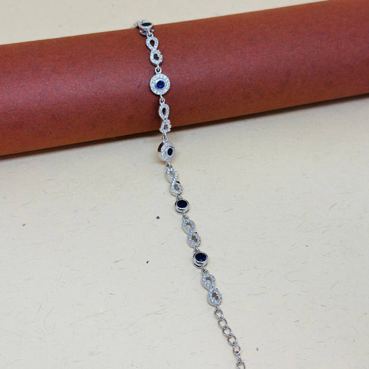 925 Sterling Silver Infinity & Blue CZ Bracelet