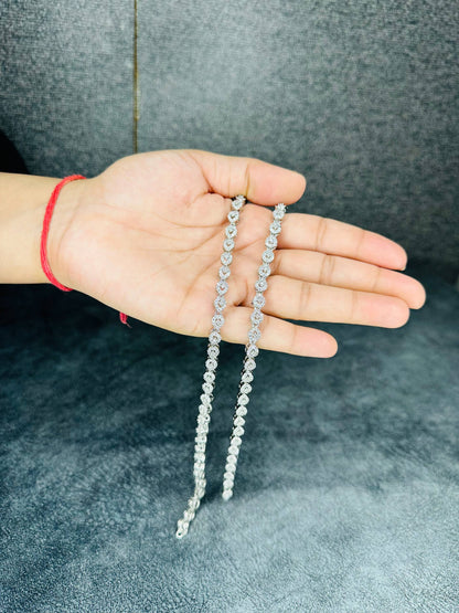 925 Silver Zircon Tennis Style Anklet
