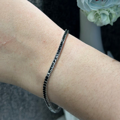 925 Silver Black CZ Tennis Bracelet