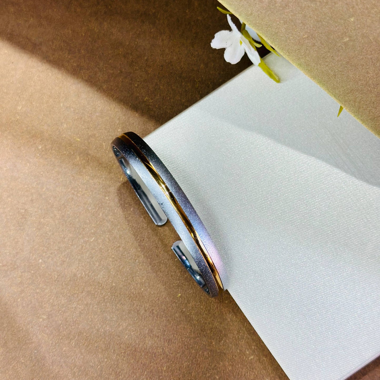 Silver Two-Tone Open Kada