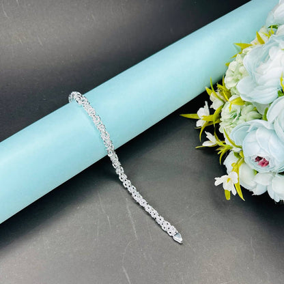 Intricate Woven Chain Pure Silver Bracelet