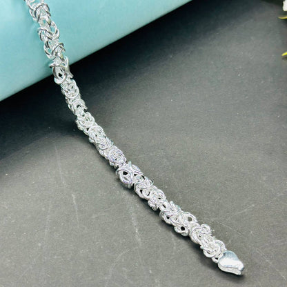 Intricate Woven Chain Pure Silver Bracelet