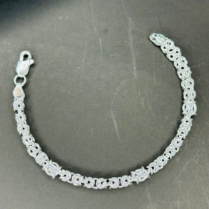 Intricate Woven Chain Pure Silver Bracelet