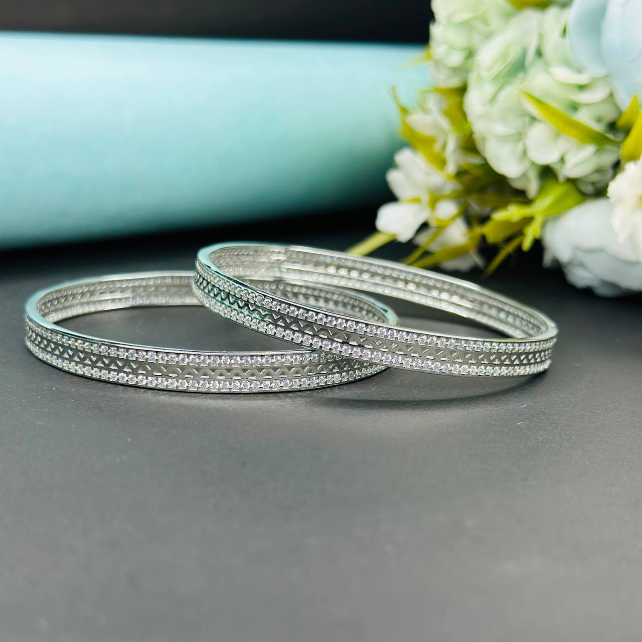 Silver Textured Classic Bangles