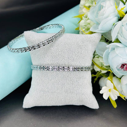 925 Silver Floral Pattern Bangles