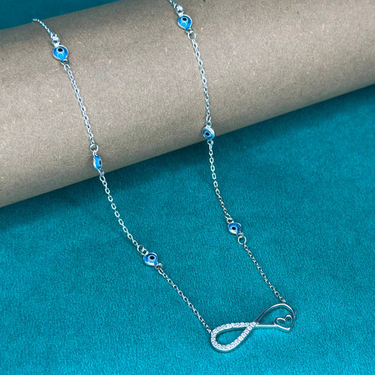 Eternal Heart Evil Eye Silver Necklace