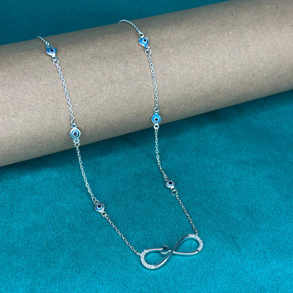 Infinity Heart Evil Eye Silver Necklace