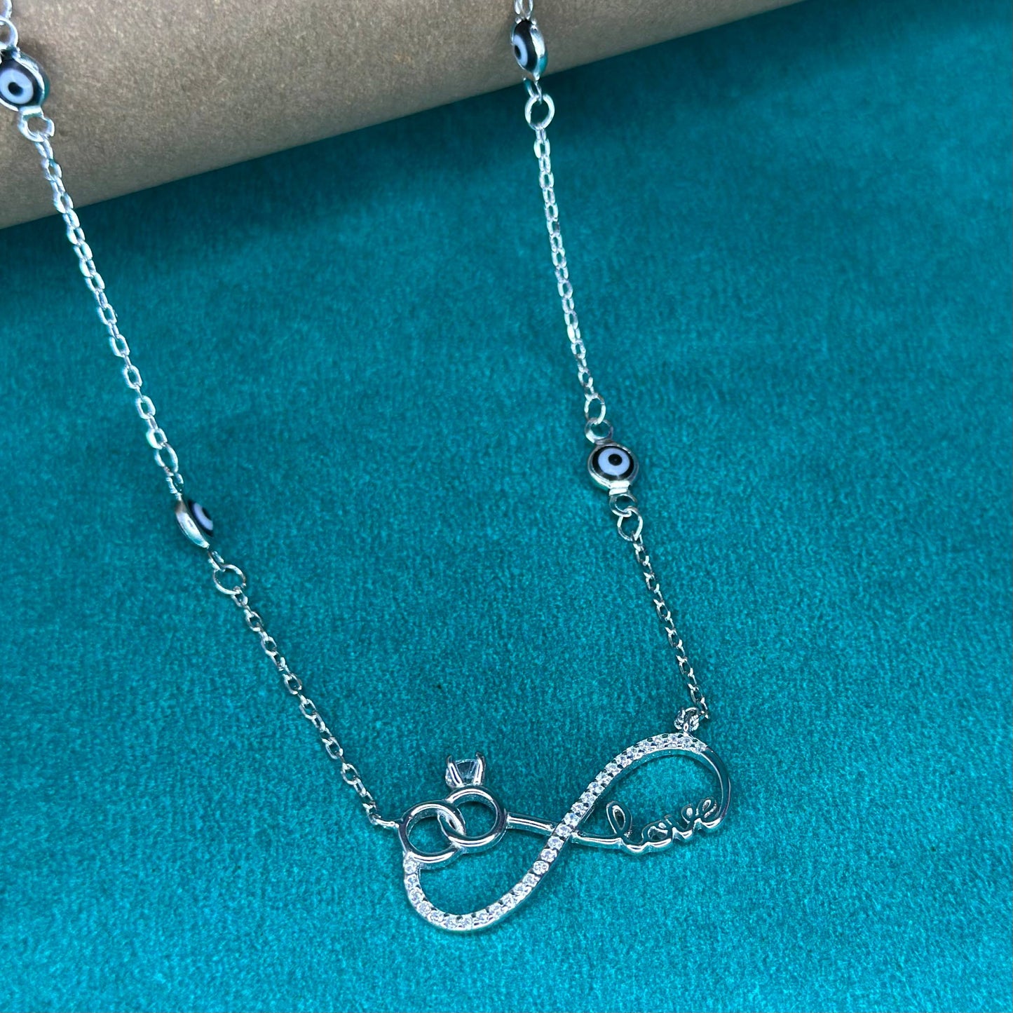 Infinite Love Evil Eye Silver Necklace