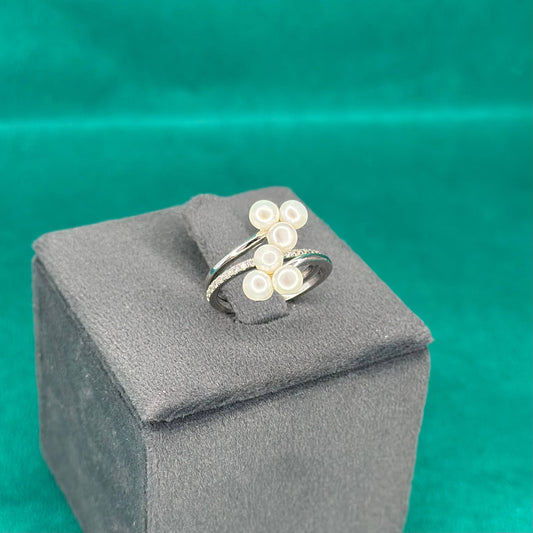925 Silver Cluster Pearl Ring
