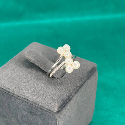 925 Silver Cluster Pearl Ring