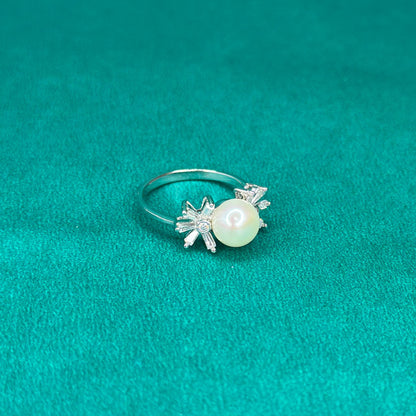 925 Silver Starburst Pearl Ring