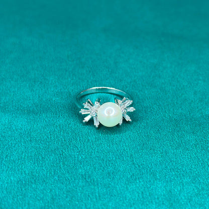 925 Silver Starburst Pearl Ring
