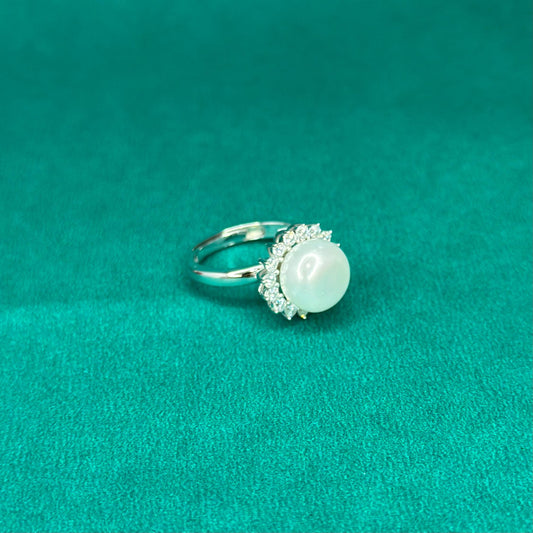 925 Silver Classic Pearl Halo Ring