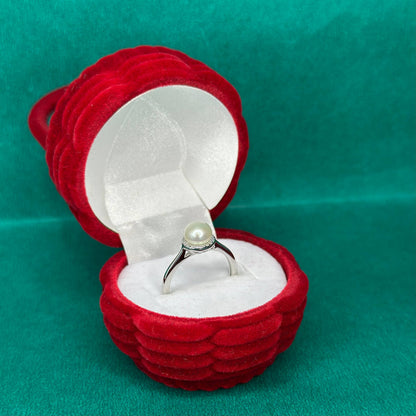 925 Silver Classic Pearl Halo Ring