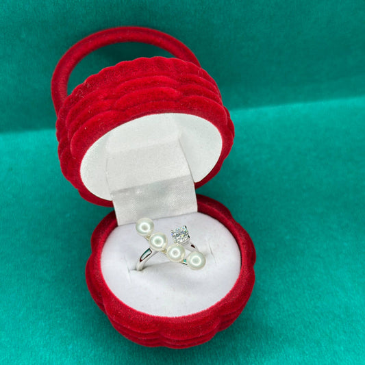 925 Silver Pearl Cluster Open Ring