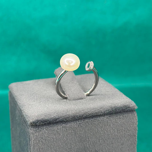 925 Silver Open Pearl Elegance Ring