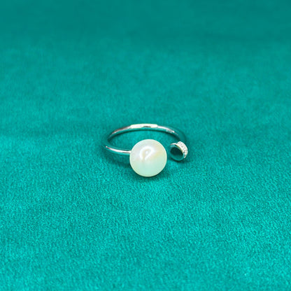 925 Silver Open Pearl Elegance Ring