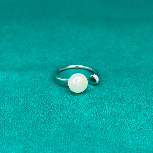 925 Silver Open Pearl Elegance Ring