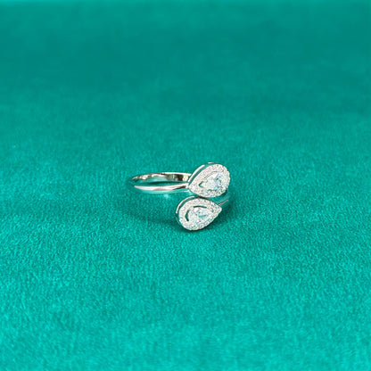 925 Silver Dual Teardrop Halo Ring