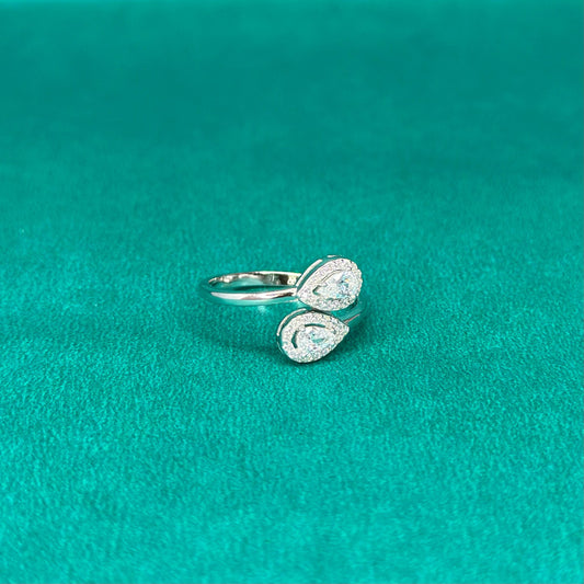 925 Silver Dual Teardrop Halo Ring