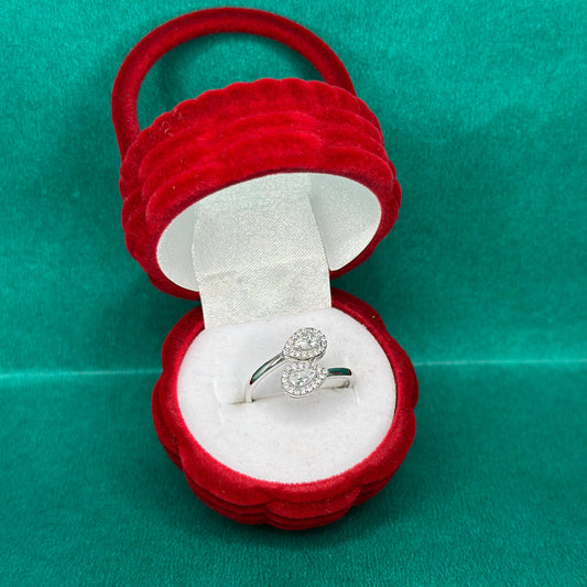 925 Silver Dual Teardrop Halo Ring