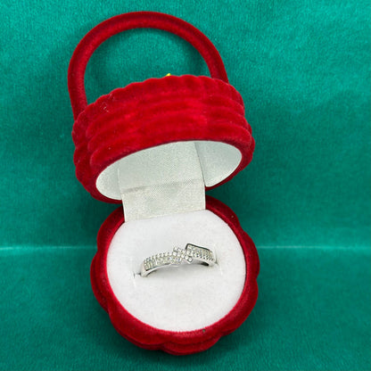 925 Silver Crossover Sparkle Ring