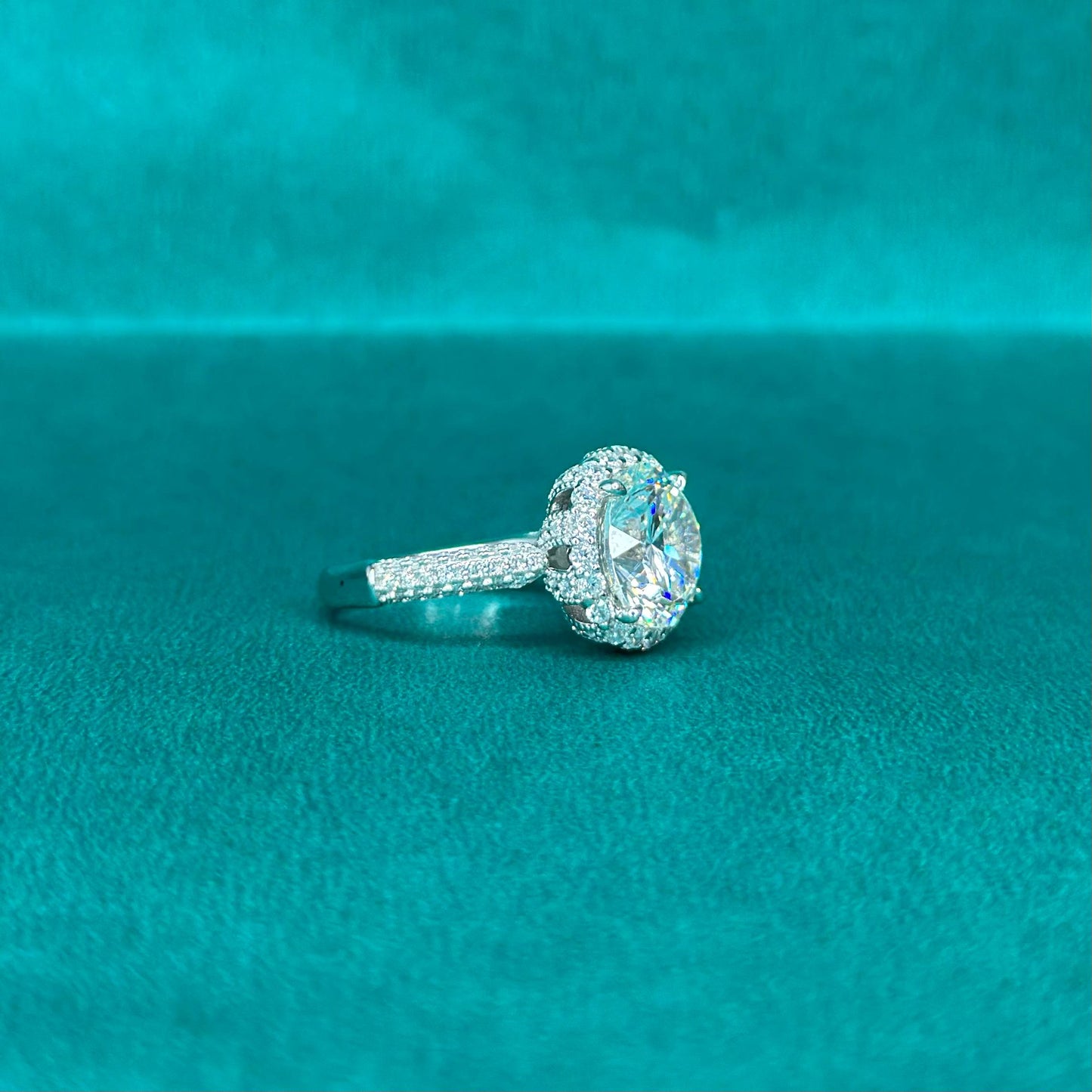 925 Silver Classic Halo Solitaire Ring