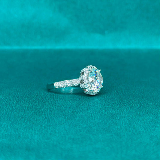925 Silver Classic Halo Solitaire Ring