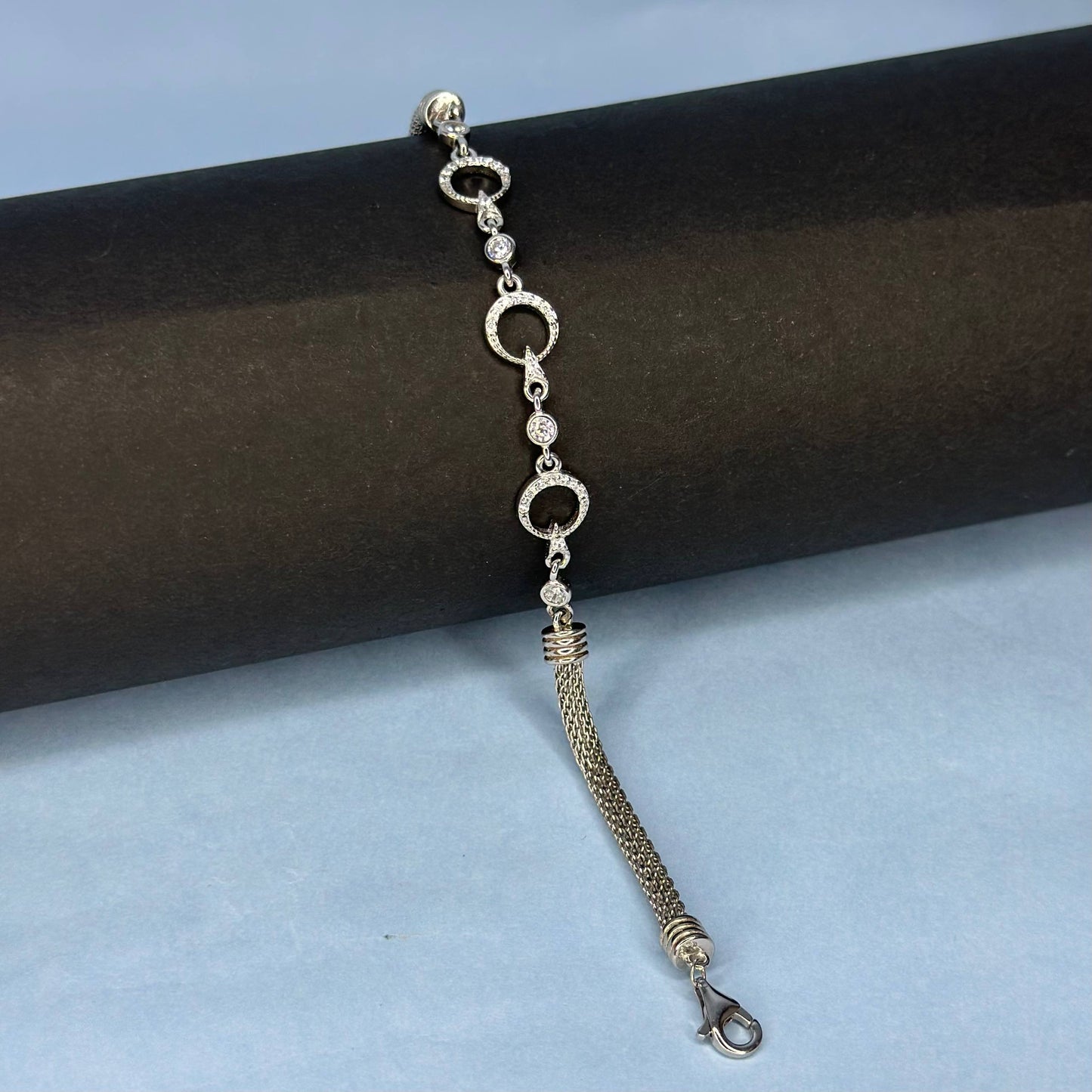 925 Silver Radiant Circle Link Bracelet