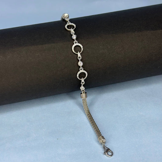 925 Silver Radiant Circle Link Bracelet