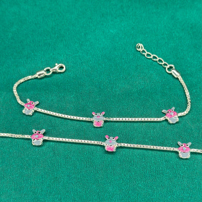 925 Silver Cute Cartoon Kids Anklet