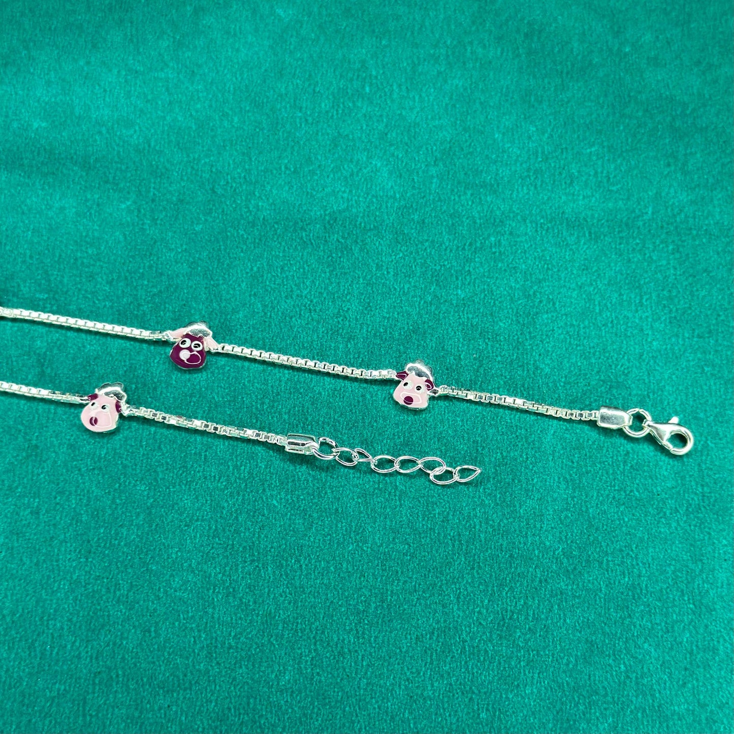 925 Silver Cartoon Face Kids Anklet