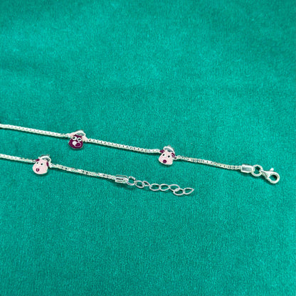 925 Silver Cartoon Face Kids Anklet