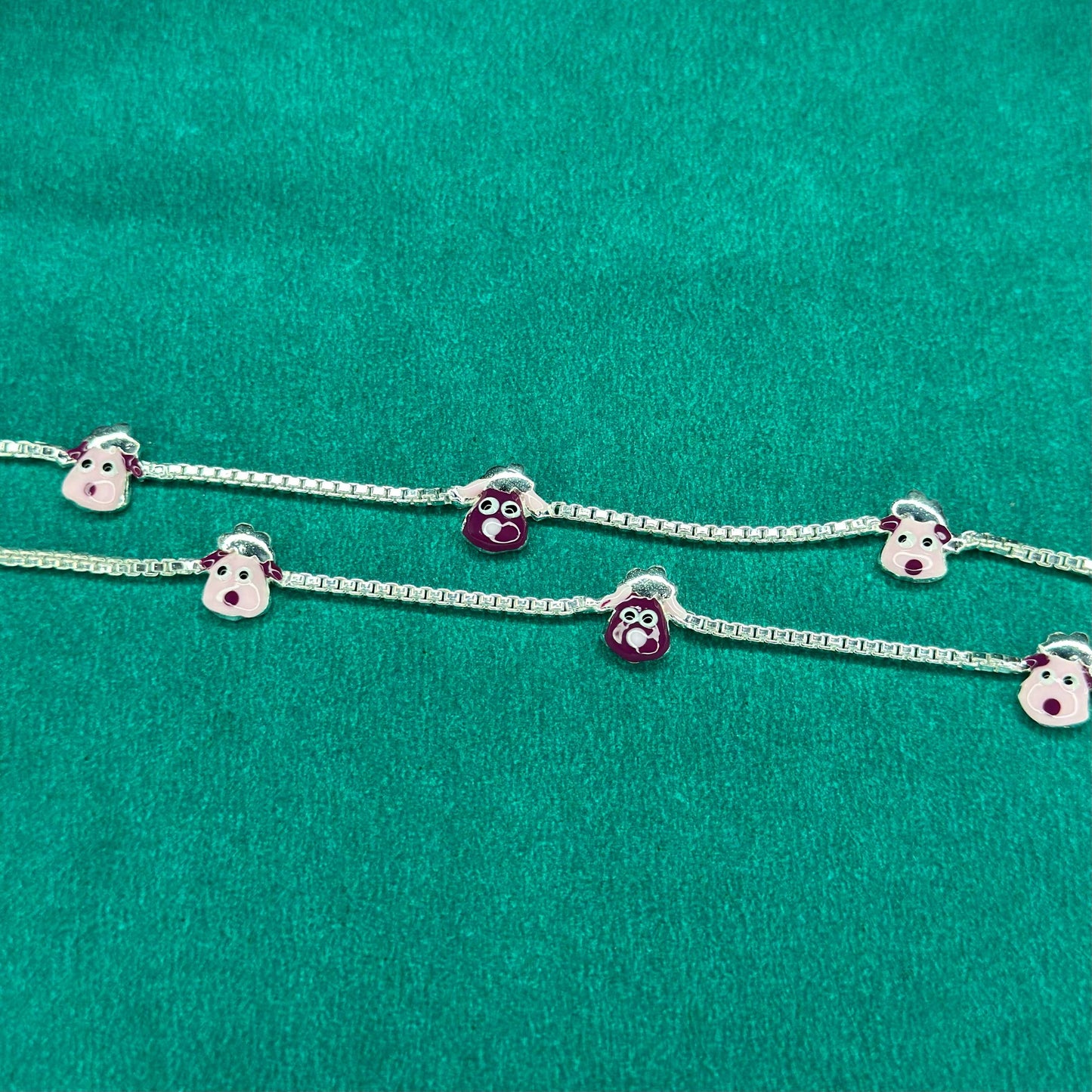 925 Silver Cartoon Face Kids Anklet