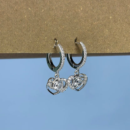 925 Silver Heart Drop CZ Earrings